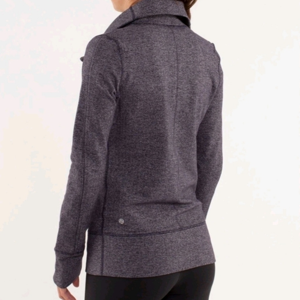 Lululemon Daily Yoga Jacket Herringbone Black Swan Zipper Jacket W4A48S Size 6 - Picture 3 of 15